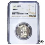 1945-S Washington Silver Quarter NGC MS66