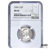 1945-S Washington Silver Quarter NGC MS66