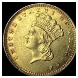 1857 Gold $1 Indian Head Type 3 CHOICE AU