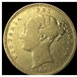 1881 Gold Sovereign Victoria Shield CLOSELY UNCIRC