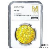 1877-CC $20 Gold Double Eagle NGC AU53