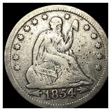 1854 Arrows Seated Liberty Quarter LIGHTLY CIRCULA