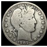 1907-O Silver Barber Half Dollar LIGHTLY CIRCULATE