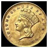 1856 Gold $1 Indian Princess Head Type 2 UNCIRCULA