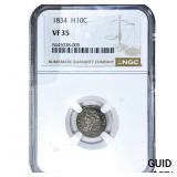 1834 Capped Bust Half Dime NGC VF35