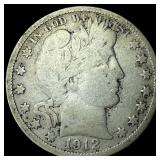 1912-S Silver Barber Half Dollar LIGHTLY CIRCULATE