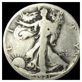 1921-S Silver Walking Liberty Half Dollar NICELY C