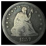 1857-O Silver Seated Liberty Quarter LIGHTLY CIRCU