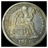 1889 Silver Dime (Seated Liberty) NEARLY UNCIRCULA