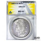 1881-S Morgan Silver Dollar ANACS MS61