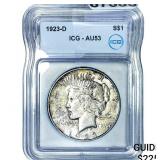 1923-D Silver Peace Dollar ICG AU53