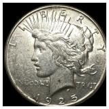 1925-S Silver Peace Dollar CHOICE AU
