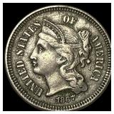 1867 Nickel Three-Cent Piece LIGHTLY CIRCULATED