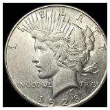 1928 Silver Peace Dollar CLOSELY UNCIRCULATED