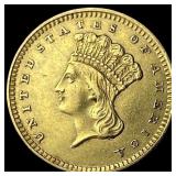 1856 Gold $1 Indian Princess Head Type 2 UNCIRCULA