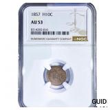 1857 Seated Liberty Half Dime NGC AU53