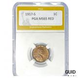 1917-S Wheat Cent PGA MS65 RED