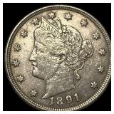 1891 Liberty Head Nickel CLOSELY UNCIRCULATED