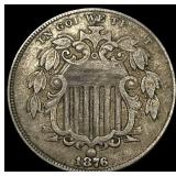 1876 Shield Nickel NEARLY UNCIRCULATED
