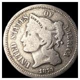 1873 Nickel Three-Cent Piece LIGHTLY CIRCULATED