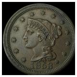 1853 Braided Hair Large Cent CHOICE BU