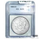 1890-CC Morgan Silver Dollar ICG AU58