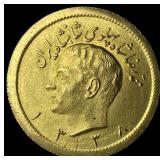 Iran 1 Pahlavi Gold Coin 1949 (SH 1328) GEM BU