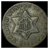 1851 Silver Three-Cent Piece NEARLY UNCIRCULATED