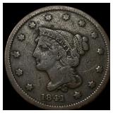 1841 Braided Hair Large Cent LIGHTLY CIRCULATED