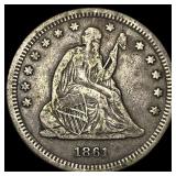 1861 Seated Liberty Quarter NEARLY UNCIRCULATED