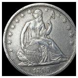 1865-S Silver Seated Liberty Half Dollar NEARLY