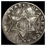 1857 Silver Three-Cent Piece LIGHTLY CIRCULATED