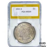 1921-S Morgan Silver Dollar PGA MS64