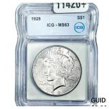 1928 Silver Peace Dollar ICG MS63