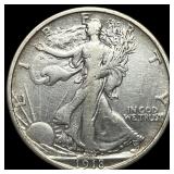 1918-D Silver Walking Liberty Half Dollar NEARLY