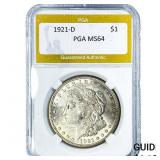1921-D Morgan Silver Dollar PGA MS64