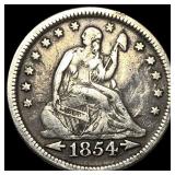 1854 Arrows Seated Liberty Quarter NEARLY UNCIRCUL
