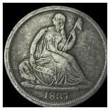 1837 Silver Half Dime No Stars NEARLY UNCIRCULATED