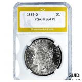 1882-O Morgan Silver Dollar PGA MS64 PL