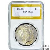 1922-S Silver Peace Dollar PGA MS63