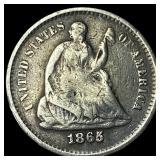 1865-S Silver Half Dime LIGHTLY CIRCULATED