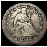 1853 Arrows Seated Liberty Quarter LIGHTLY CIRCULA