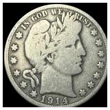 1914-S Silver Barber Half Dollar LIGHTLY CIRCULATE