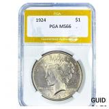 1924 Silver Peace Dollar PGA MS66