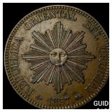 1857D Uruguay Copper 20 Centesimos