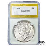 1935 Silver Peace Dollar PGA MS63
