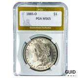 1885-O Morgan Silver Dollar PGA MS65