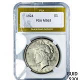1924 Silver Peace Dollar PGA MS63