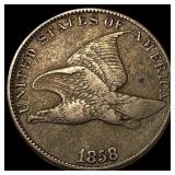 1858 Copper-Nickel Flying Eagle Cent NEARLY UNCIRC
