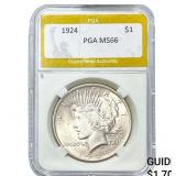 1924 Silver Peace Dollar PGA MS66